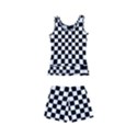 Illusion Checkerboard Black And White Pattern Kids  Boyleg Swimsuit View2