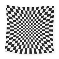 Illusion Checkerboard Black And White Pattern Square Tapestry (large)