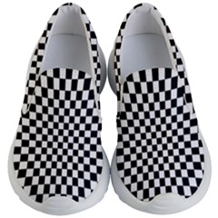 Illusion Checkerboard Black And White Pattern Kids Lightweight Slip Ons by Nexatart