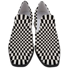 Illusion Checkerboard Black And White Pattern Women Slip On Heel Loafers by Nexatart