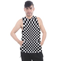 Illusion Checkerboard Black And White Pattern Men s Sleeveless Hoodie by Nexatart