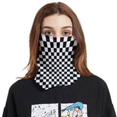 Illusion Checkerboard Black And White Pattern Face Covering Bandana (two Sides) by Nexatart