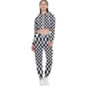 Illusion Checkerboard Black And White Pattern Cropped Zip Up Lounge Set View1