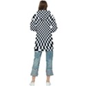 Illusion Checkerboard Black And White Pattern Women s Long Oversized Pullover Hoodie View2