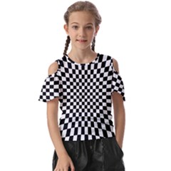 Illusion Checkerboard Black And White Pattern Kids  Butterfly Cutout Tee