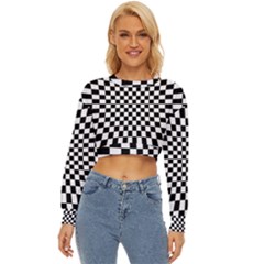 Illusion Checkerboard Black And White Pattern Lightweight Long Sleeve Sweatshirt