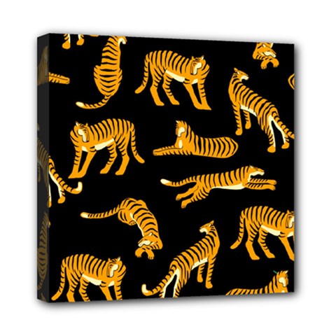 Seamless-exotic-pattern-with-tigers Mini Canvas 8  X 8  (stretched)