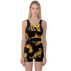 Seamless-exotic-pattern-with-tigers One Piece Boyleg Swimsuit