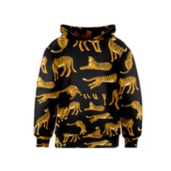 Seamless-exotic-pattern-with-tigers Kids  Pullover Hoodie