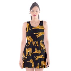 Seamless-exotic-pattern-with-tigers Scoop Neck Skater Dress