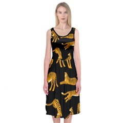 Seamless-exotic-pattern-with-tigers Midi Sleeveless Dress