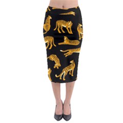 Seamless-exotic-pattern-with-tigers Midi Pencil Skirt