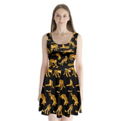 Seamless-exotic-pattern-with-tigers Split Back Mini Dress 