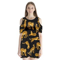 Seamless-exotic-pattern-with-tigers Shoulder Cutout Velvet One Piece