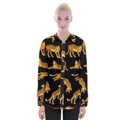 Seamless-exotic-pattern-with-tigers Womens Long Sleeve Shirt