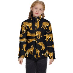 Seamless-exotic-pattern-with-tigers Kids  Puffer Bubble Jacket Coat by Jancukart