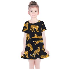 Seamless-exotic-pattern-with-tigers Kids  Simple Cotton Dress