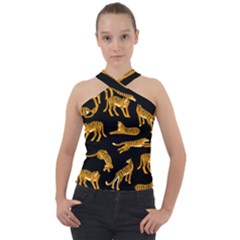 Seamless-exotic-pattern-with-tigers Cross Neck Velour Top