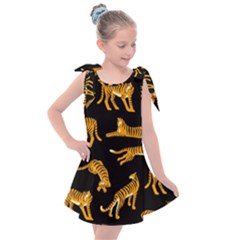 Seamless-exotic-pattern-with-tigers Kids  Tie Up Tunic Dress by Jancukart