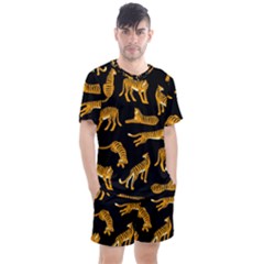 Seamless-exotic-pattern-with-tigers Men s Mesh Tee And Shorts Set