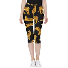 Seamless-exotic-pattern-with-tigers Inside Out Lightweight Velour Capri Leggings 