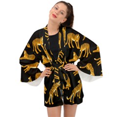 Seamless-exotic-pattern-with-tigers Long Sleeve Kimono by Jancukart