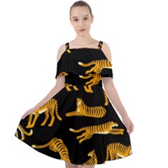 Seamless-exotic-pattern-with-tigers Cut Out Shoulders Chiffon Dress by Jancukart