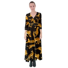 Seamless-exotic-pattern-with-tigers Button Up Maxi Dress by Jancukart