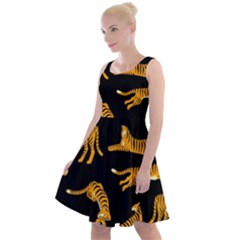 Seamless-exotic-pattern-with-tigers Knee Length Skater Dress