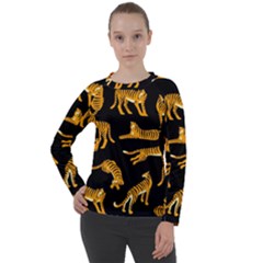 Seamless-exotic-pattern-with-tigers Women s Long Sleeve Raglan Tee