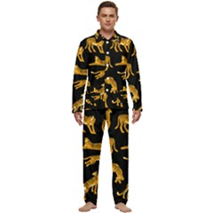 Seamless-exotic-pattern-with-tigers Men s Long Sleeve Velvet Pocket Pajamas Set by Jancukart