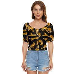 Seamless-exotic-pattern-with-tigers Button Up Blouse