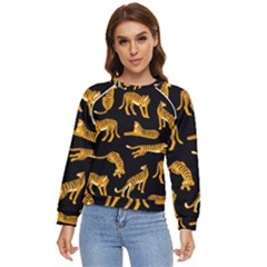 Seamless-exotic-pattern-with-tigers Women s Long Sleeve Raglan Tee