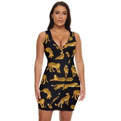 Seamless-exotic-pattern-with-tigers Draped Bodycon Dress