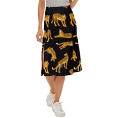 Seamless-exotic-pattern-with-tigers Midi Panel Skirt