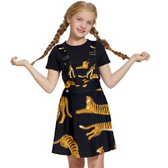 Seamless-exotic-pattern-with-tigers Kids  Apron Dress