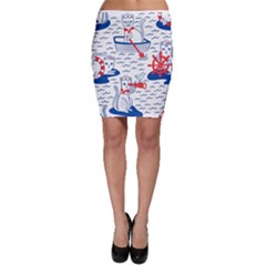 Nautical Cats Seamless Pattern Bodycon Skirt