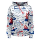 Nautical Cats Seamless Pattern Women s Pullover Hoodie View1