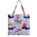 Nautical Cats Seamless Pattern Zipper Grocery Tote Bag View1