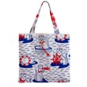 Nautical Cats Seamless Pattern Zipper Grocery Tote Bag View2