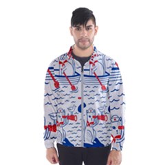 Nautical Cats Seamless Pattern Men s Windbreaker