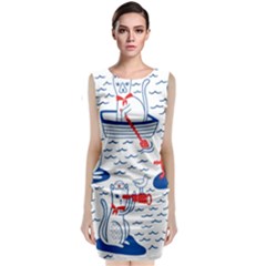 Nautical Cats Seamless Pattern Classic Sleeveless Midi Dress by Jancukart