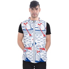 Nautical Cats Seamless Pattern Men s Puffer Vest