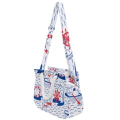 Nautical Cats Seamless Pattern Rope Handles Shoulder Strap Bag by Jancukart