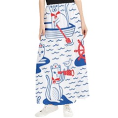 Nautical Cats Seamless Pattern Maxi Chiffon Skirt by Jancukart