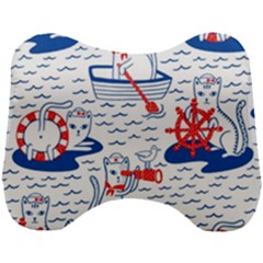 Nautical Cats Seamless Pattern Head Support Cushion by Jancukart