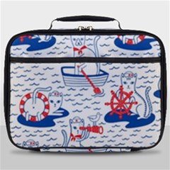 Nautical Cats Seamless Pattern Full Print Lunch Bag