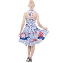 Nautical Cats Seamless Pattern Halter Party Swing Dress  View2