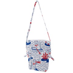 Nautical Cats Seamless Pattern Folding Shoulder Bag