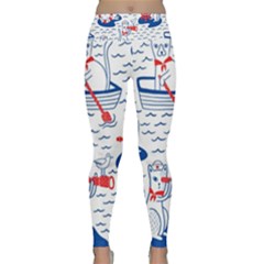 Nautical Cats Seamless Pattern Lightweight Velour Classic Yoga Leggings